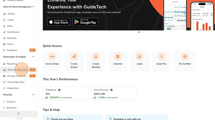 View Paid Ads Reporting by Year - Step 1