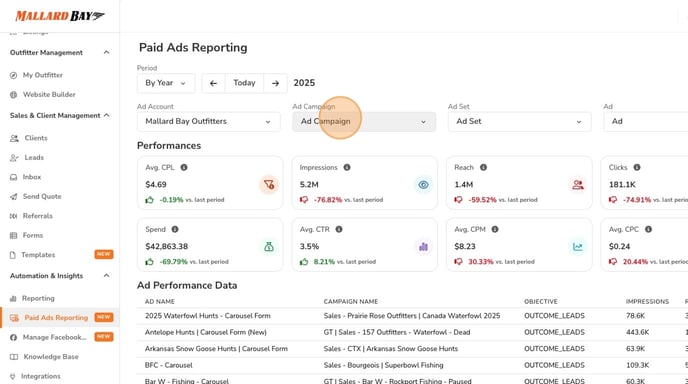 View Paid Ads Reporting by Year - Step 4