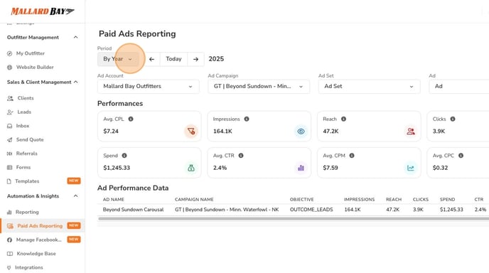 View Paid Ads Reporting by Year - Step 9